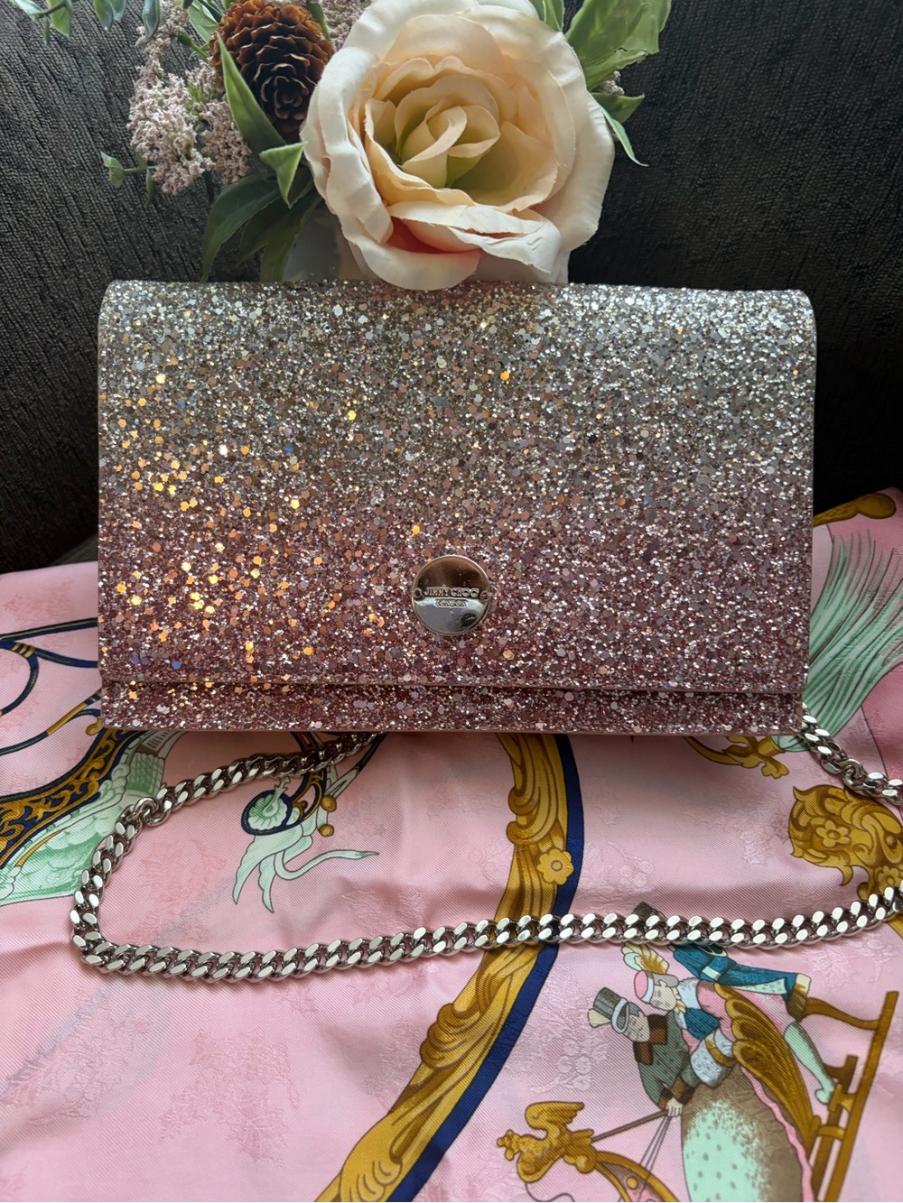 💗Stunning Jimmy Choo Glitter Crossbody Bag/ Clutch💗